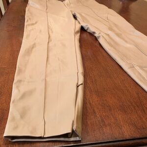 Authentic Zara vegan leather extremely soft nude pants with zippers bottoms/back
